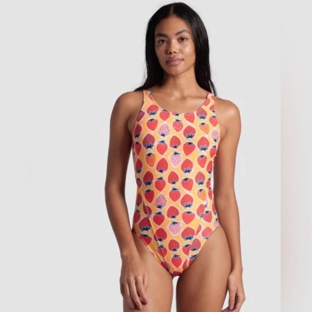 NWT Arena Women's Strawberry Tech Back One Piece Swimsuit - Size 26